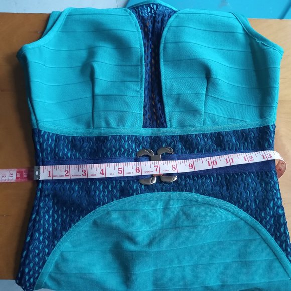 Aqua & Navy body con dress - Picture 11 of 11